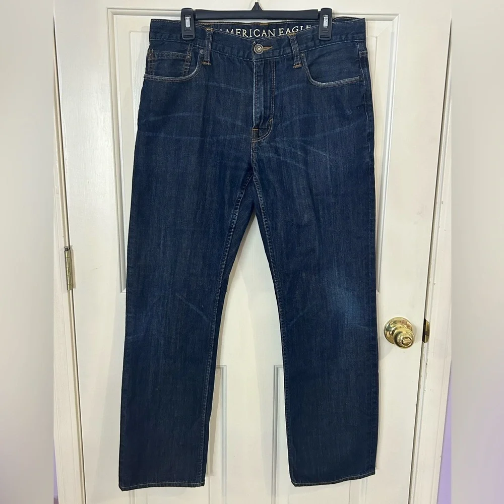 American Eagle Men's Original Straight Dark Wash Denim Jeans Size 33x32